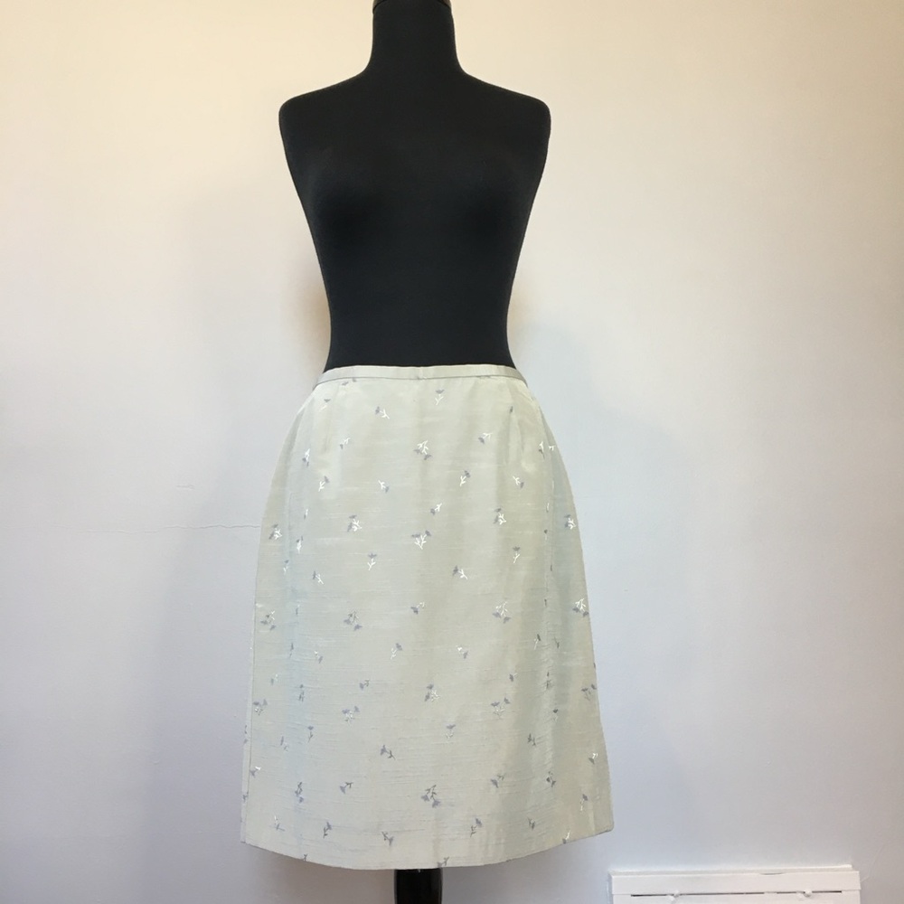 VTG 90s Norton McNaughton Mint Green Floral Midi Skirt, 10P
